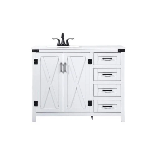 Elegant Decor Grant 42" Aluminum MDF Single Bathroom Vanity in White - Picture 3 of 8