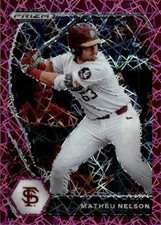 2021 Panini Prizm Draft Picks Matheu Nelson #PDP35 Pink Velocity Prizm A15