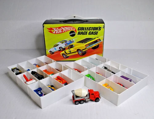 Vintage Hot Wheels Matchbox Diecast Lot with carrying case 24 cars