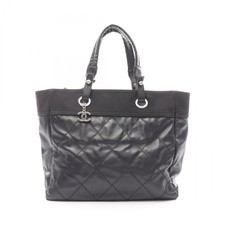 Borsa a mano CHANEL Paris Biarritz MM A34209 tela pelle nera usata donna