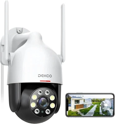 DEKCO 2K Security Camera Outdoor with Motion Tracking, Pan-Tilt 360° View, CCTV