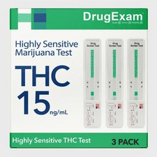 3 Pack - DrugExam Made in USA Most Sensitive Marijuana THC 15 ng/mL Single Panel