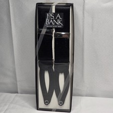 Jos A Bank Men  s Suspenders Black Elastic Clip On Y Back Dress Braces NEW