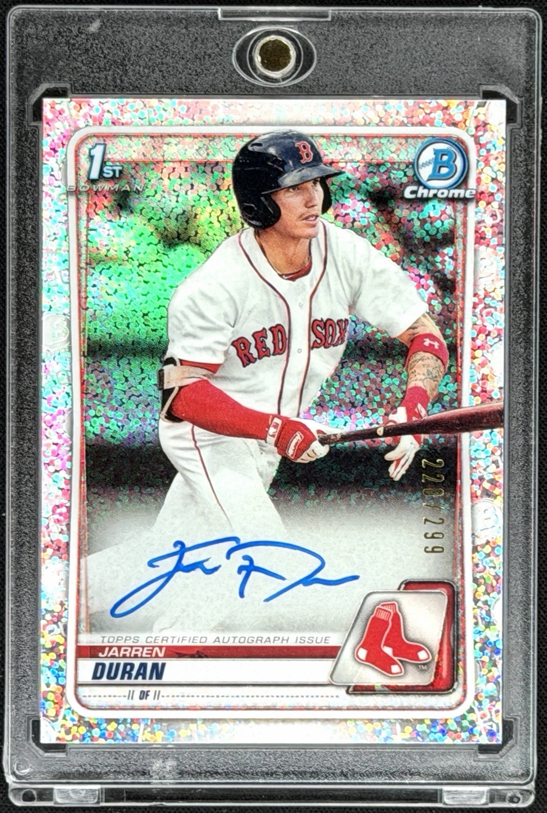 Jarren Duran 2020 Bowman Chrome Auto 1st Speckle Refractor 220/299 Red Sox CPAJD