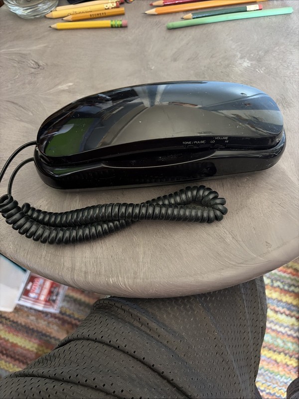 Vintage Black Radio Shack Landline Phone Dimensions In Second Photo