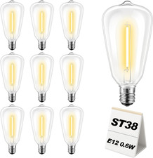 10-Pack ST38 LED Replacement Bulbs Shatterproof Dimmable Vintage Edison Bulbs 0.