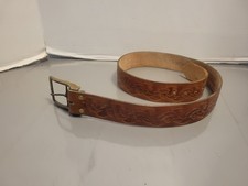 Vintage Tooled Lyntone USA Brown Belt 34  Western Tanned Leather Cowboy