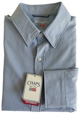 Chaps Everyday Performance Men’s Dress Shirt Size Medium Light Blue Strip New