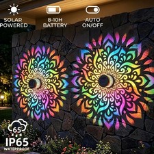 Solar Mandala Sunflower Projector Wall Light Outdoor Garden Patio Porch Decor