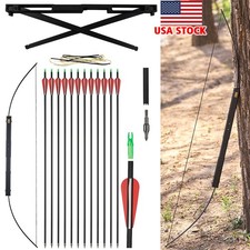 Folding Bow 60" Longbow 40/60lbs Portable Outdoor Archery Hunting Carbon Arrows