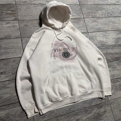 Vintage Sideout Center Logo Hoodie L White Surf Skate Grunge Emo Biker 90 Y2K