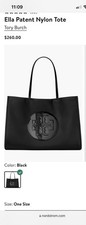 Tory Burch Ella Patent Tote Bag Black Logo Do...