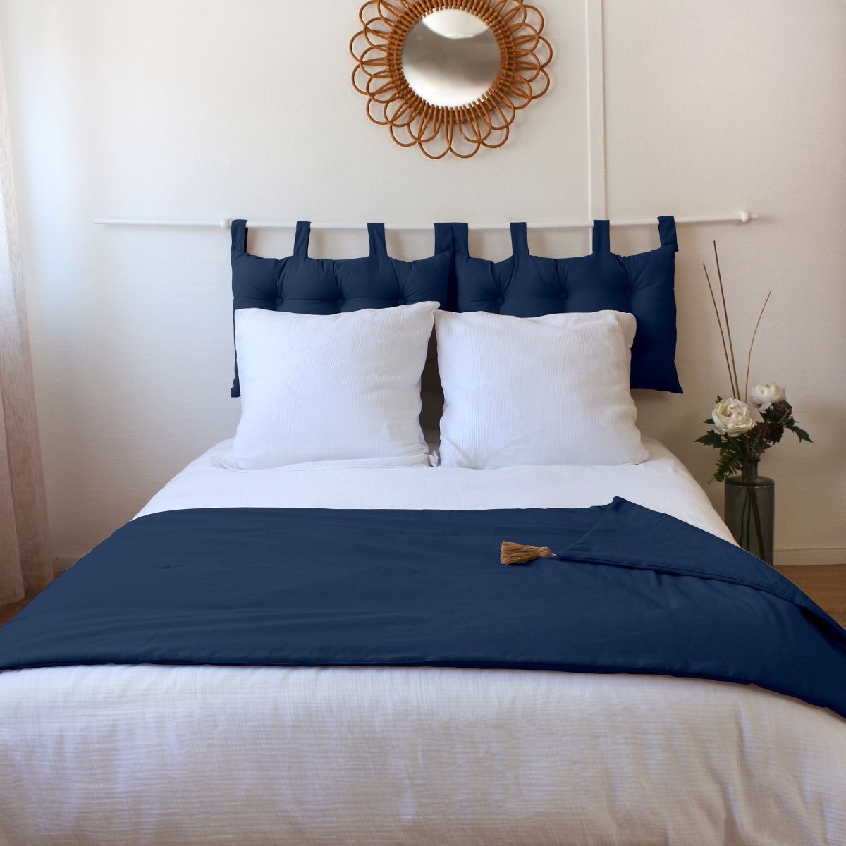 Édredon Panama bleu marine 90x190 cm pour éliminer la sensation de lit froid