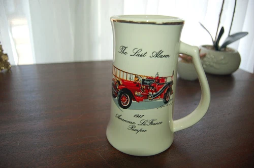 Vintage The Last Alarm Firetruck Beer Mug Limited Edition #1030 LaFrance Pumper