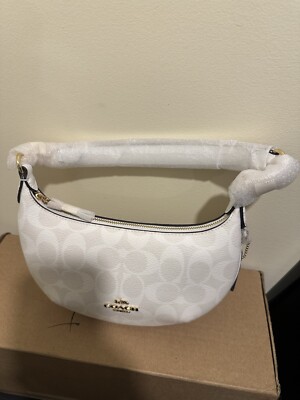 COACH CM273 Mini Payton Signature Leather Chalk Glacier