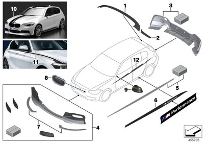 BMW 1 Series M Performance Fins Rear Black Matt 51192211893 for  