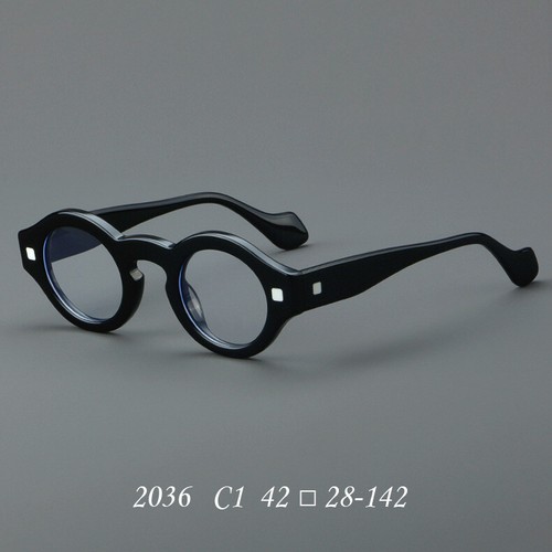 Vintage Round Eyeglass Thick Frames Unisex Retro Glasses With Metal Decoration - Picture 17 of 21