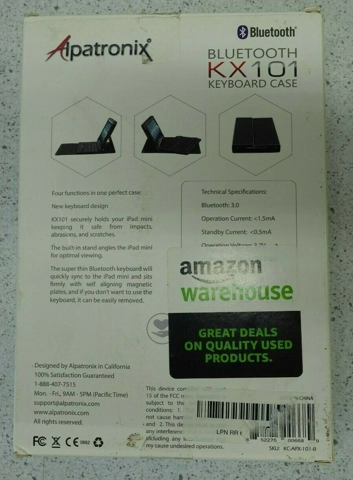 Ipad Mini Case With Keyboard Alpatronix Kx101 Leather Ipad Cover BLUETOOTH - Image 2 of 2