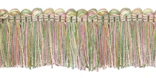 Pastel Green Lt Gold 1.25" Brush Fringe Trim Rose Garden [By The Yard]