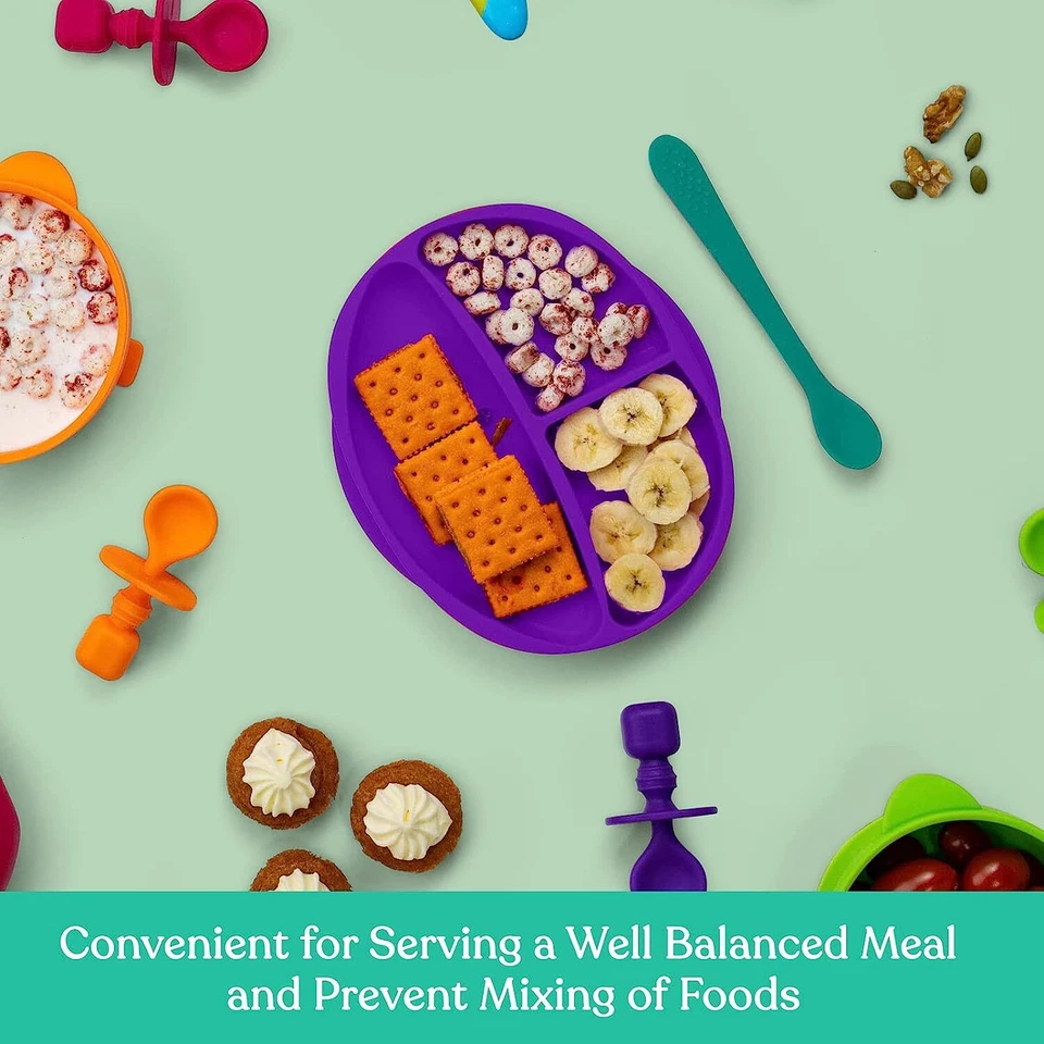 Placas de succión de silicona para niños pequeños bebé niño plato 100 % silicona de grado alimenticio Foto 4 de 4