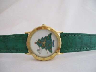 J.M. Jacmor Women's Green Analog Buckle Band Christmas Tree Watch