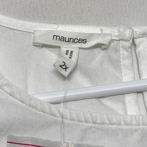Maurices Eyelet Blouse Women's 2X White Linen Long Sleeve Boho Summer Top NWT - Picture 7 of 9