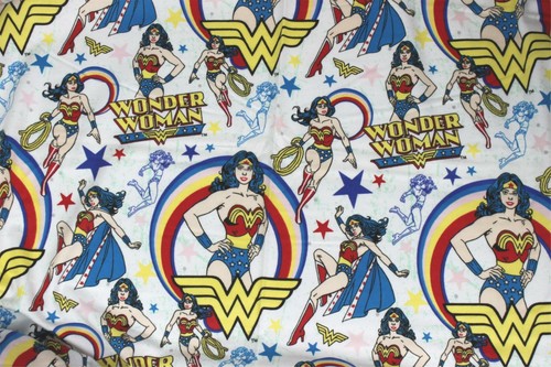 Wonder Woman Stars Flannel Fabric 2.5 Yards Cotton Rainbows L1 - Picture 2 of 4