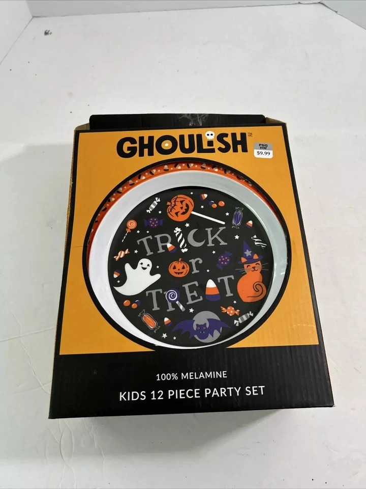 Ghoulish 100% Melamine Kids 12 Piece Party Set- Halloween Decor - Image 2 of 4