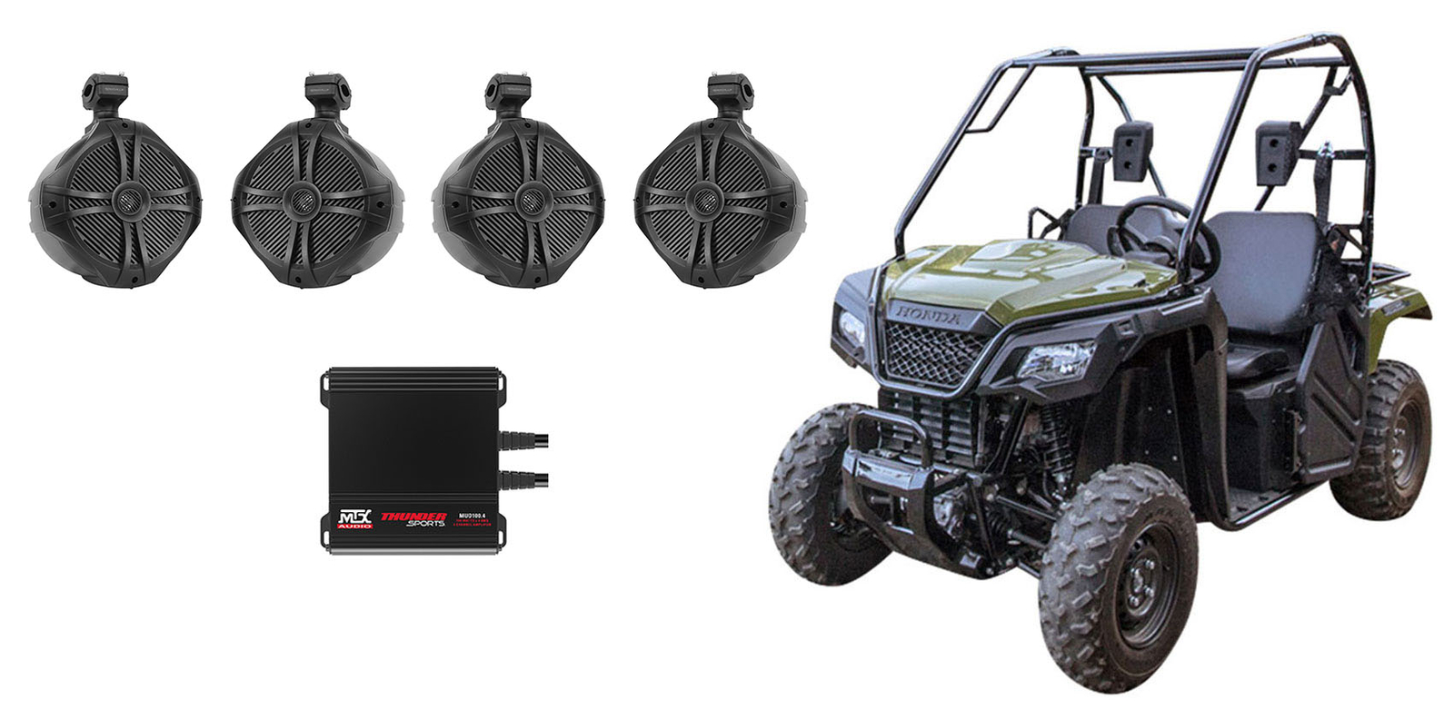 4 8 Rollbar Roll Cage Tower Speakers for Honda PioneerMTX 4-Channel Amplifier 69190₽