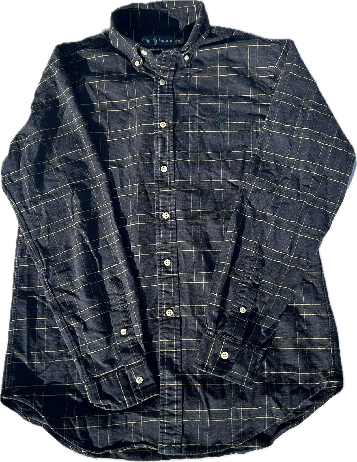 Ralph Lauren POLO Long Sleeve Shirt RN 41381 Medium Navy Blue Plaid eBay