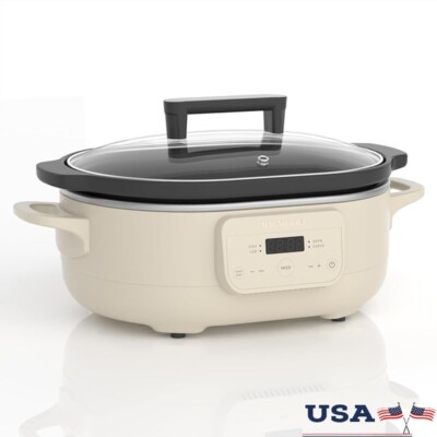 Programmable Slow Cooker 6 Quart Nonstick Pot Casseroles Oatmeal Family Dinners