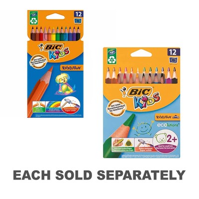Bic Kids Evolution Coloured Pencils Assorted Color Pack of 12 Ages 2+ and Up