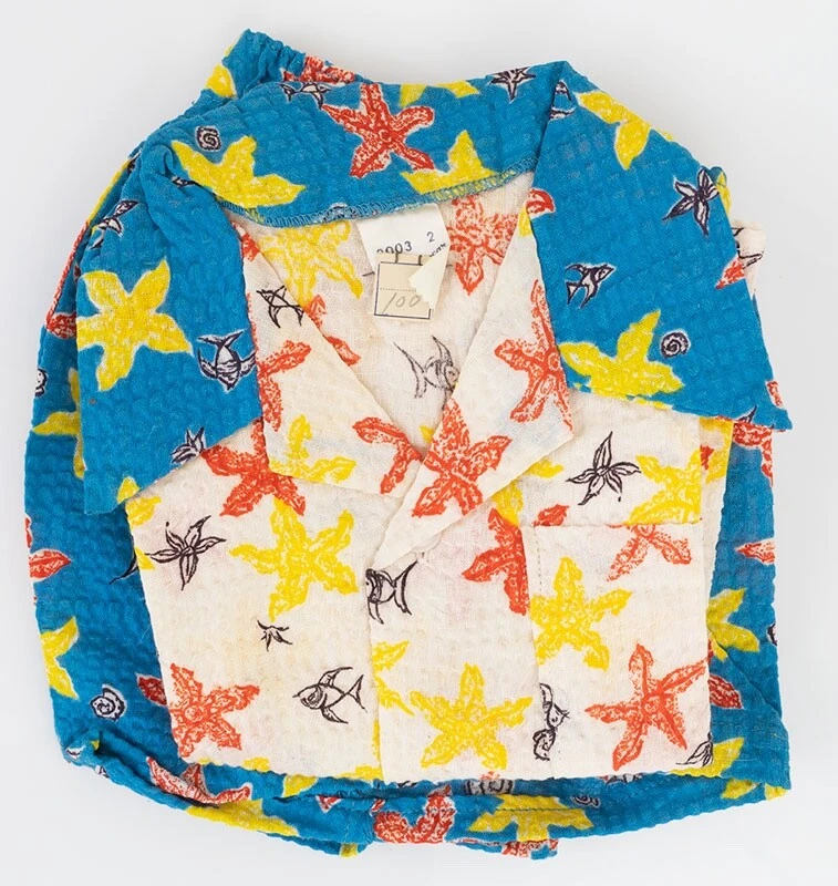 Vintage 1950s Kid's Novelty Print Seersucker Outfit Tropical Starfish NOS 2yrs - Image 2 of 4