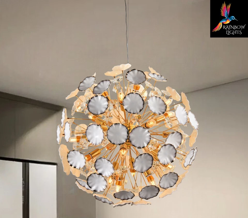 Mid-Century Agate Sputnik Chandelier Agate Dandelion Light Fixture - Image 3 of 4