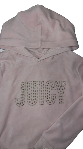 Juicy Couture Rhinestone Studded Pink Velour Hoodie Girls Size 6 - Picture 2 of 5
