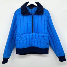 Vintage 80s Puffer Jacket Coat Womens Size M L 1/2 Zip Quilted Ski Streetwear