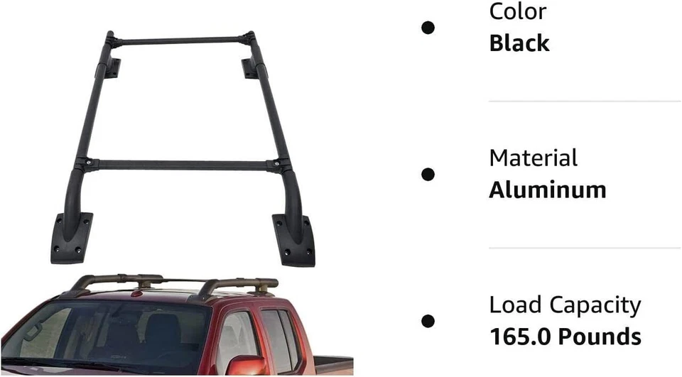 Portaequipajes riel de techo negro estilo OE de 4 puertas Nissan Frontier 05-22 Foto 2 de 4