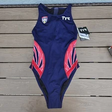 TYR Phoenix Water Polo Women's Breakaway Suit Zipper One Piece Swim Size 34 New