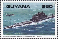 WWII German U-Boat Type IXC/40 Submarine U-858 (Surrender to US) Warship Stamp