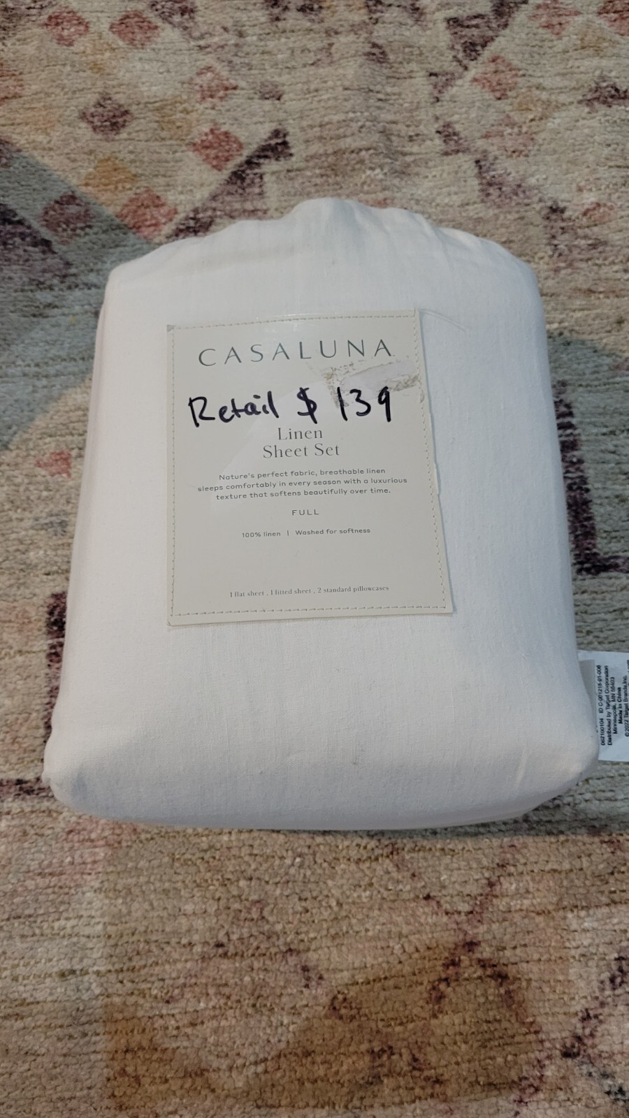 Casaluna Linen Solid Sheet 4Piece Set King Size, White for sale