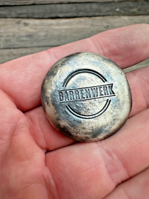 Barrenwerk 2oz Silberbarren, Rundbarren, handgegossen,  antique finish