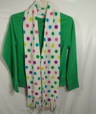 Girls Sweatshirt Size 6 6X Long Sleeve Green Polka Dots Scarf Raglan Small Top