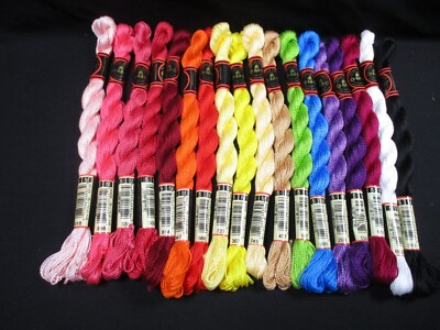 Perle Floss Lot #1 - 18 DMC #5  Perle Floss/Thread - No Duplicates