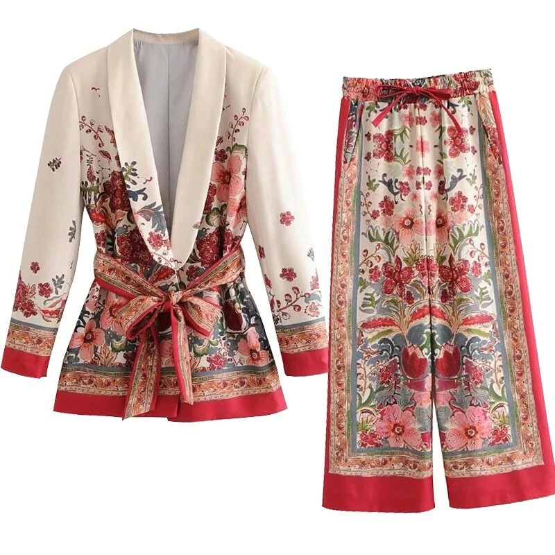 Floral blazer deals and pants set