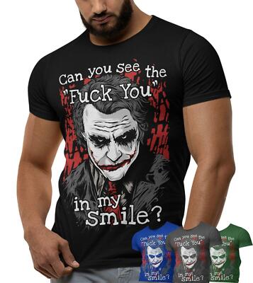 T-Shirt Joker ''Can you see the FCK YOU in my smile'' blood Bat hater Man B23