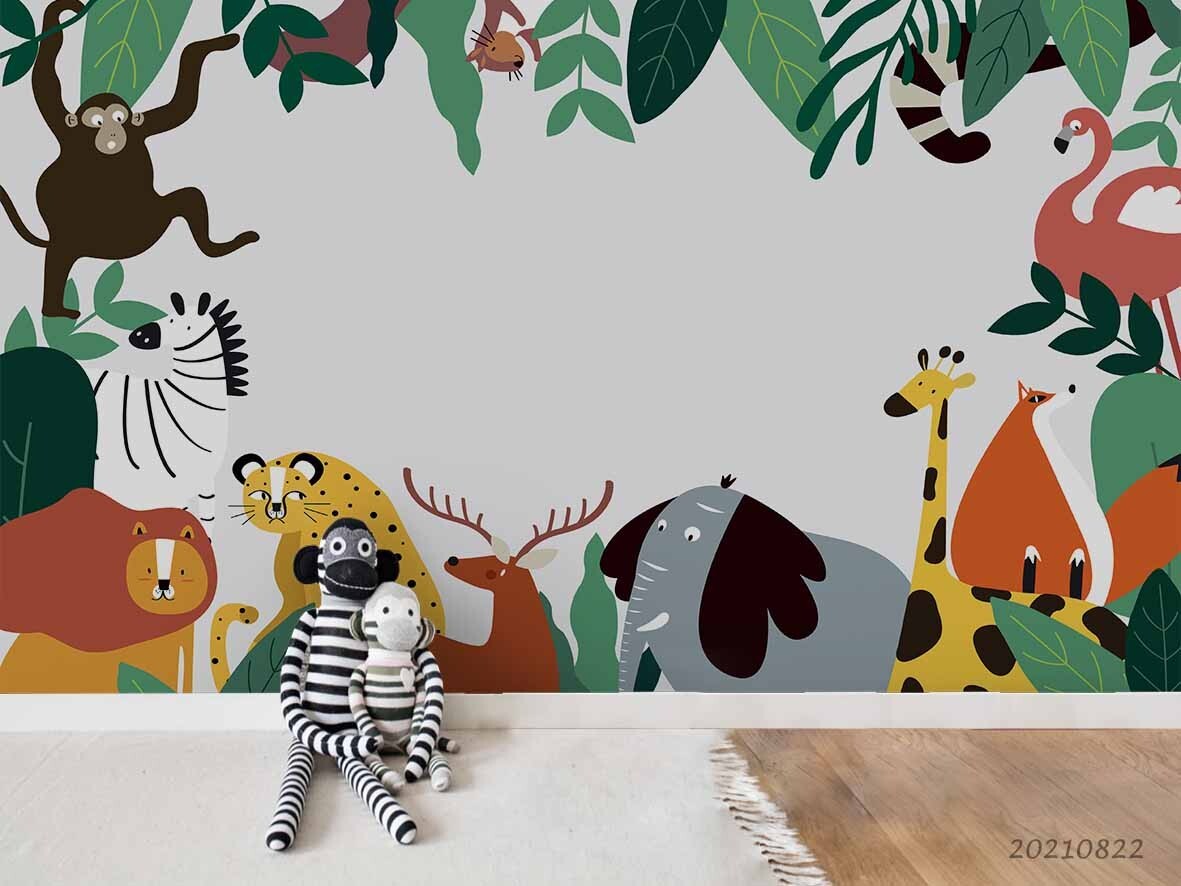 3D Cartoon Forest Animals Kids Wall Murals Wallpaper Murals Wall Sticker 152