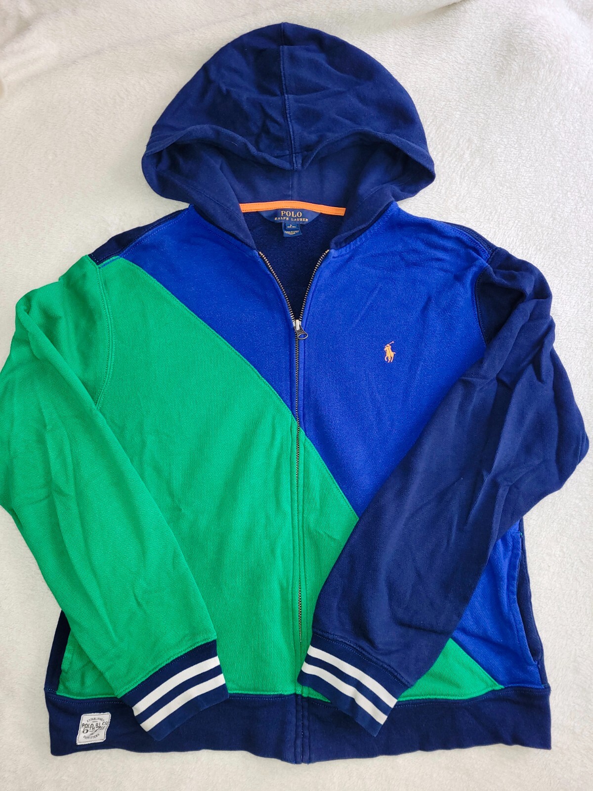 Polo Ralph Lauren Color Block Pony Felpa con Cappuccio Ragazzo Tg L 14 16 Felpa Giacca