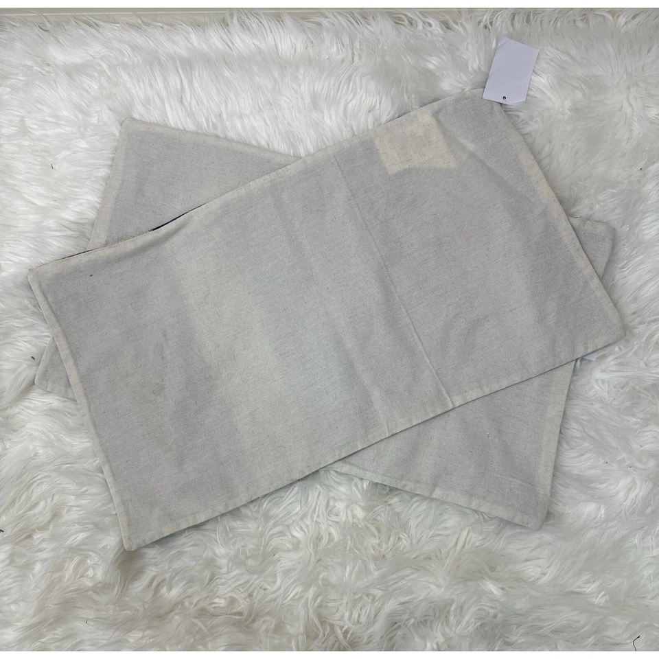 Surya 24x14 льняной полиэстер в полоску синий набор из 2 наволочек застежка-молния - Изображение 4 из 4