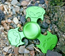 Small Green Skull Fidget Spinner All Metal Boys Girls Toys ADHD Kids Adults   