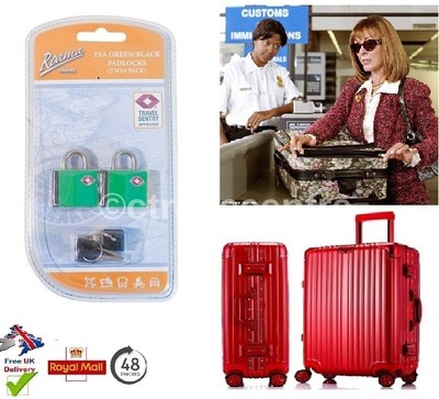 2x 2 Reisekoffer Metall Vorhängeschlösser Doppelpack grün schwarz Travel Sentry zugelassen